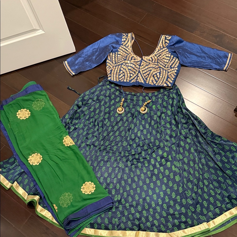Blue and Green Lengha
